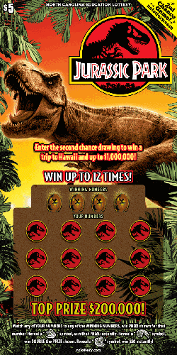 Jurassic Park scratch-off ticket