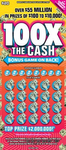 100X The Cash scratch-off ticket