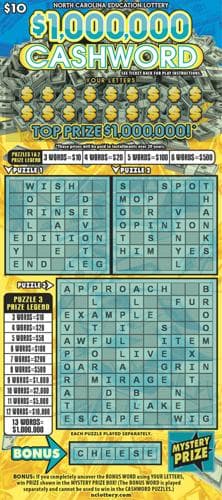 $1,000,000 Cashword scratch-off ticket