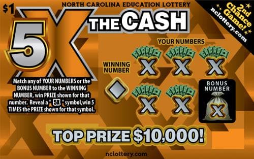 5X The Cash scratch-off ticket
