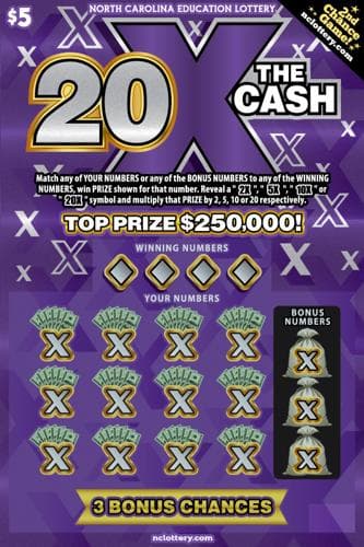 20X The Cash scratch-off ticket