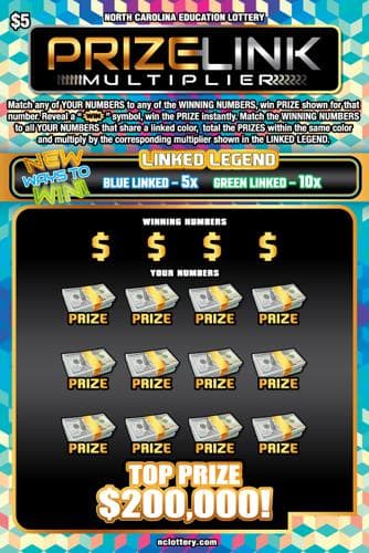 Prize Link Multiplier scratch-off ticket