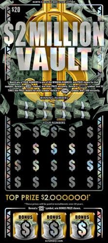 $2 MILLION VAULT scratch-off ticket