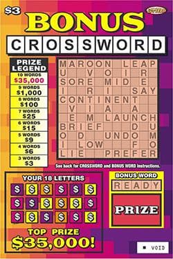 Bonus Crossword scratch-off ticket