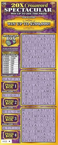 20X Crossword Spectacular scratch-off ticket