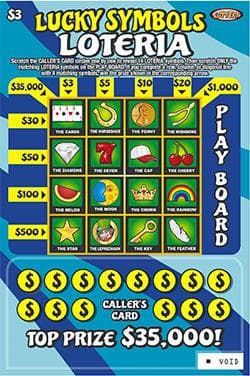 Lucky Symbols Loteria scratch-off ticket