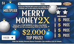 Merry Money 2X scratch-off ticket