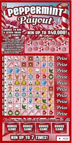 Peppermint Payout scratch-off ticket