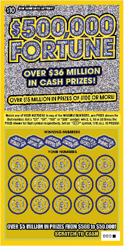 $500,000 Fortune Series III scratch-off ticket