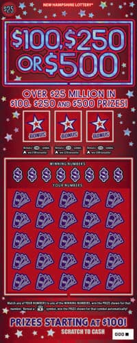 $100, $250 or $500 scratch-off ticket