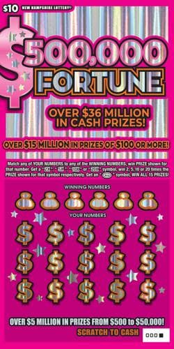 $500,000 Fortunes Series IV scratch-off ticket