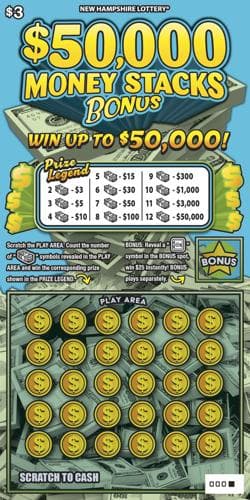$50,000 Money Stacks Bonus scratch-off ticket