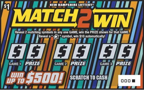 Match 2 Win scratch-off ticket