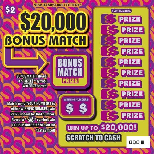 $20,000 Bonus Match scratch-off ticket