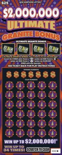 $2 Million Ultimate Granite Bonus scratch-off ticket