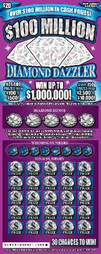 $100 Million Diamond Dazzler scratch-off ticket