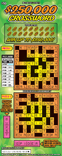 $250,000 Crossword scratch-off ticket