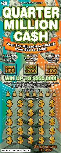 Quarter Million Ca$h scratch-off ticket