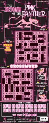 The Return of the Pink Panther™ Crossword scratch-off ticket
