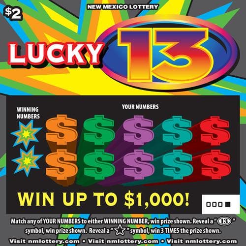 Lucky 13 scratch-off ticket