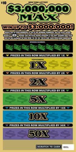 $3,000,000 MAX scratch-off ticket
