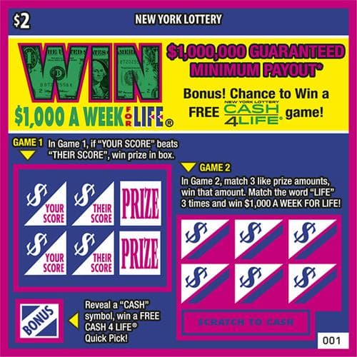 WIN FOR LIFE scratch-off ticket