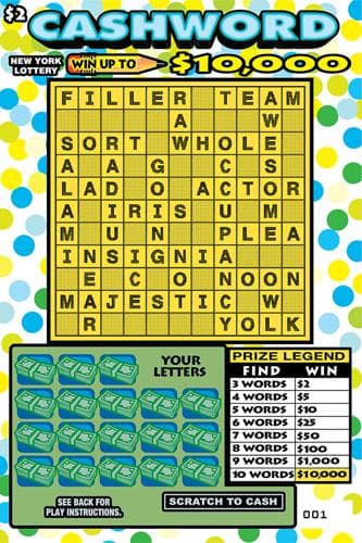 CASHWORD scratch-off ticket