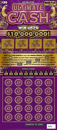ULTIMATE CASH scratch-off ticket
