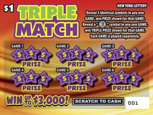 TRIPLE MATCH scratch-off ticket