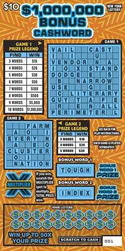 $1,000,000 BONUS CASHWORD scratch-off ticket