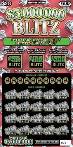 $5,000,000 BLITZ scratch-off ticket