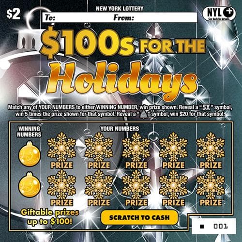 $100s FOR THE HOLIDAYS scratch-off ticket