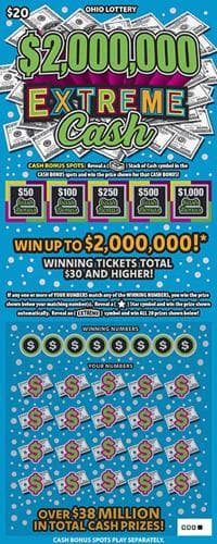$2,000,000 Extreme Cash scratch-off ticket