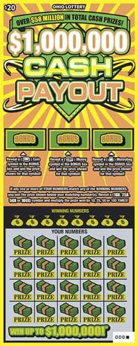 $1,000,000 Cash Payout scratch-off ticket