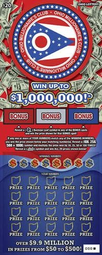 Ohio Millionaire's Club scratch-off ticket