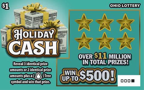 Holiday Cash scratch-off ticket