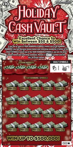 Holiday Cash Vault scratch-off ticket