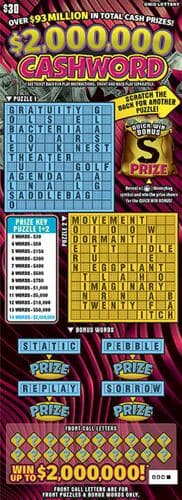 $2,000,000 Cashword scratch-off ticket
