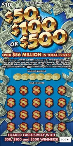 $50, $100 or $500 scratch-off ticket
