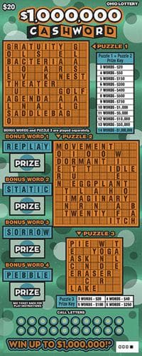 $1,000,000 Cashword scratch-off ticket