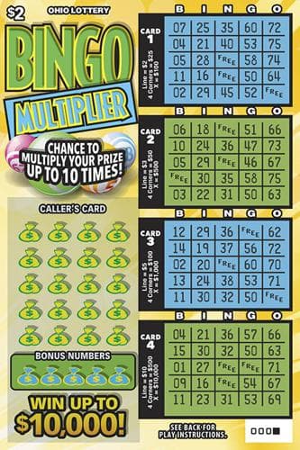 Bingo Multiplier scratch-off ticket