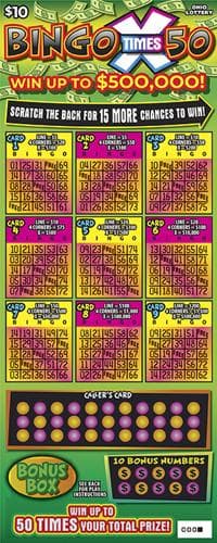 Bingo 50X scratch-off ticket