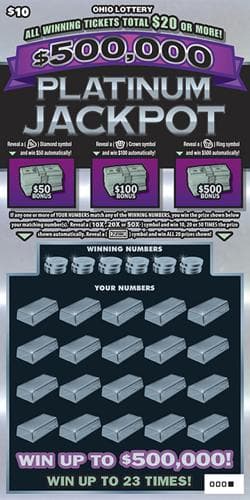 $500,000 Platinum Jackpot scratch-off ticket