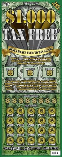 $1,000 Tax Free scratch-off ticket