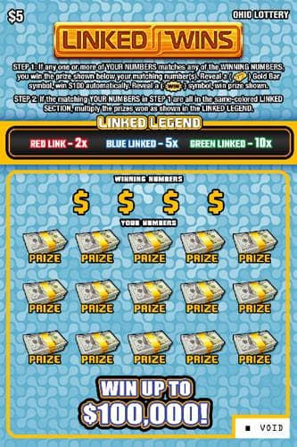 Linked Wins scratch-off ticket
