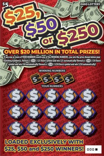 $25, $50 or $250 scratch-off ticket