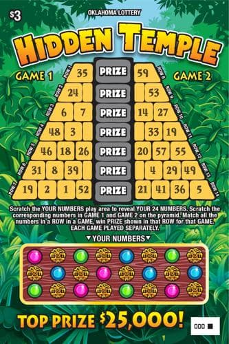 Hidden Temple scratch-off ticket