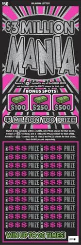 $3 Million Mania scratch-off ticket