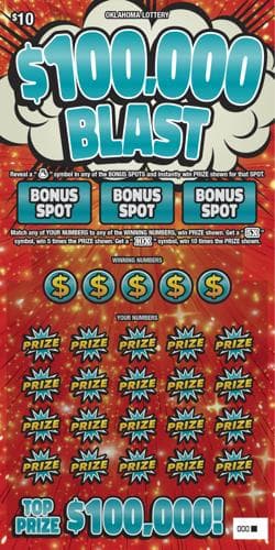 $100,000 Blast scratch-off ticket