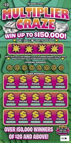 Multiplier Craze scratch-off ticket